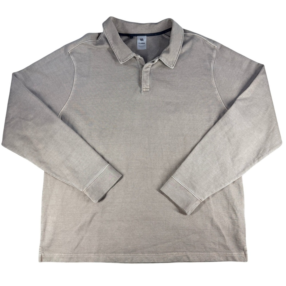 VRST Long Sleeve Polo Shirt Cotton Ribbed Cuffs Tan Brown‎ XL Mens